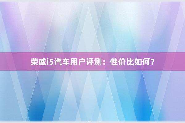 荣威i5汽车用户评测：性价比如何？